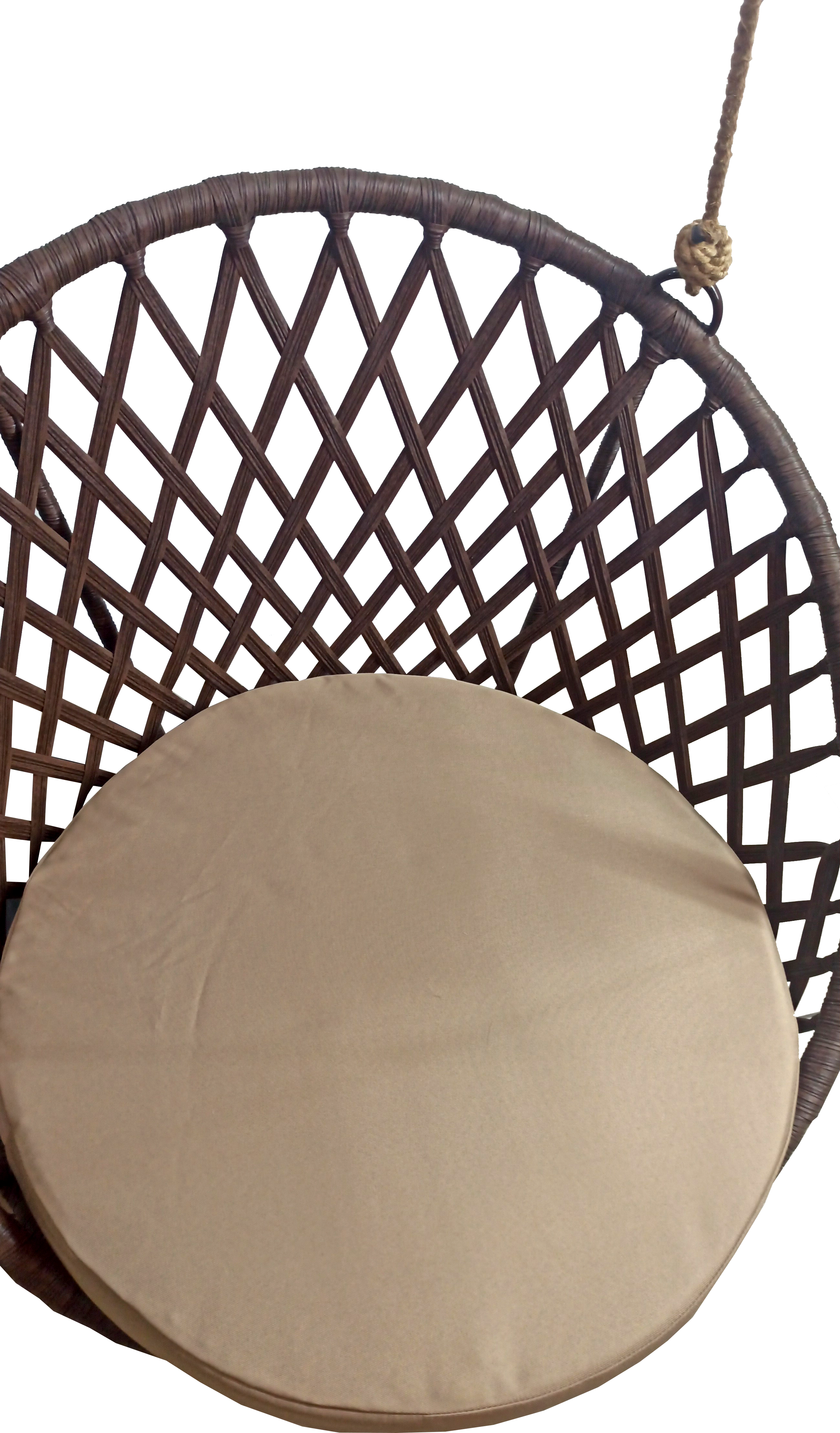 Кресло подвесное Мебельторг Майорка Корзина темно-коричневая/Подушка бежевая - фотография № 3