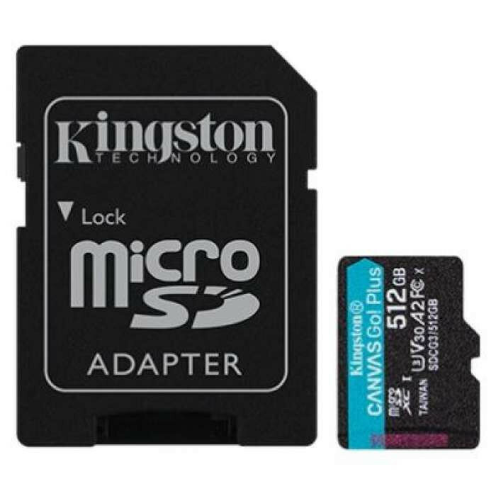 Носитель информации Kingston Micro Secure Digital Flash Card 512GB microSDXC Canvas Go Plus 170R A2 U3 V30 Card + ADP