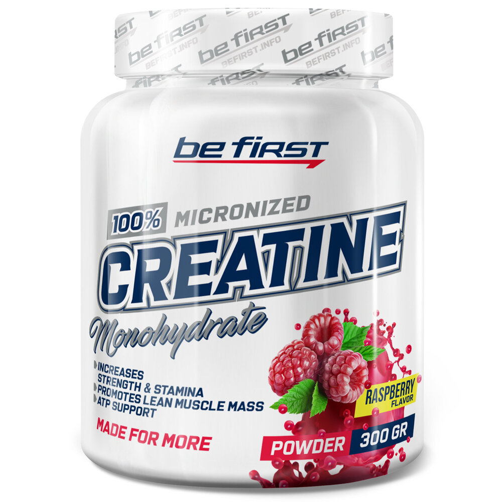 Микронизированный креатин Be First Creatine Micronized Powder 300 г, Малина