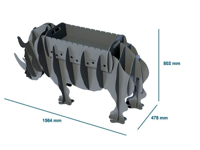 Тематический разборный мангал, Барбекю, гриль Животное Носорог - огнеупорная краска - фотография № 5