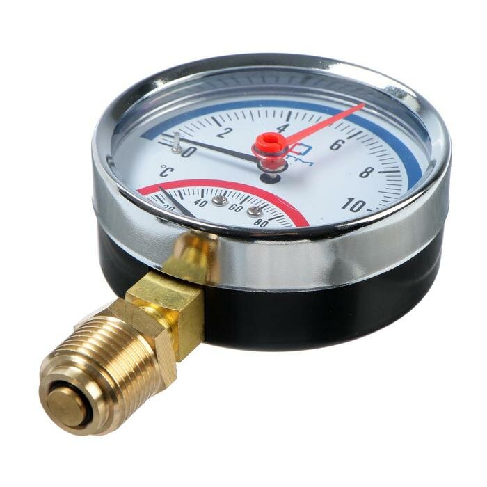 фото Термоманометр "CTM", радиальный, Дк 80 мм, 1 МПа, наружная резьба 1/4", 120°С