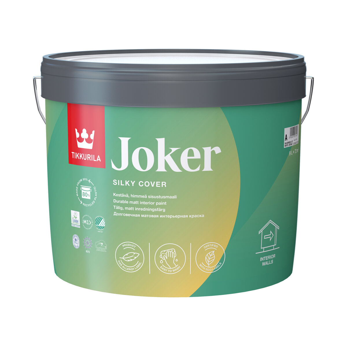 Краска интерьерная моющаяся Joker (Джокер) TIKKURILA 9л белый (база А)