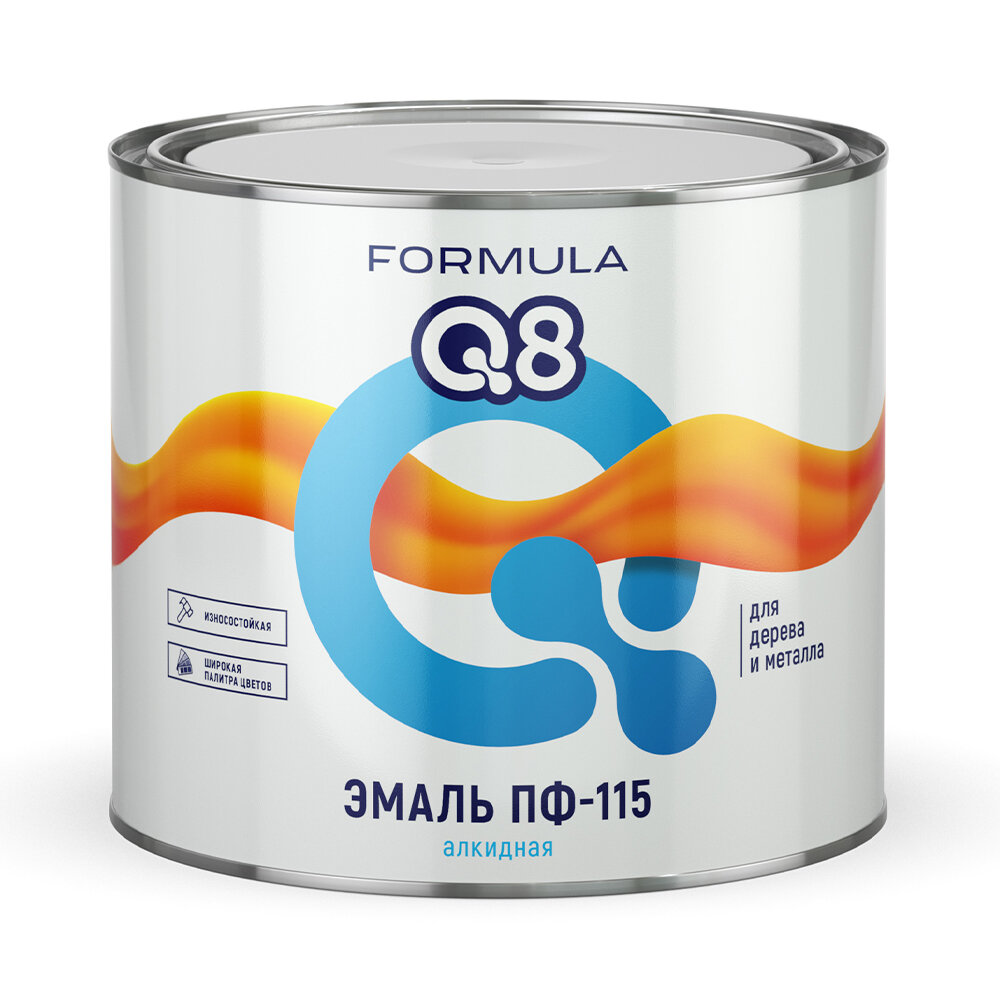 Эмаль ПФ-115 алкидная Formula Q8, глянцевая, 1,9 кг, красная