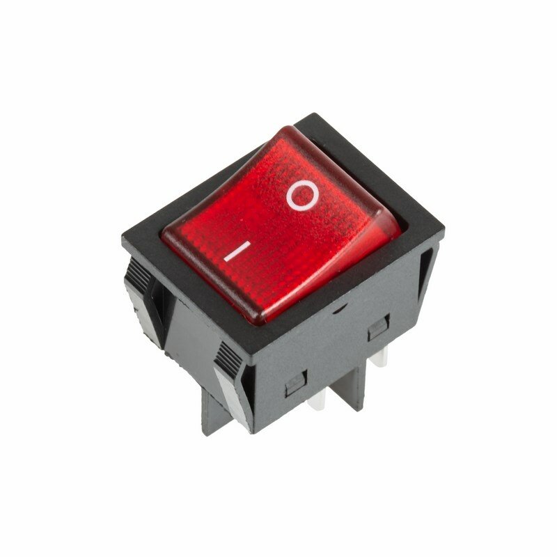 Выключатель клавишный 250V 30А (4с) ON-OFF красный с подсветкой REXANT Артикул 36-2346 (10_шт)