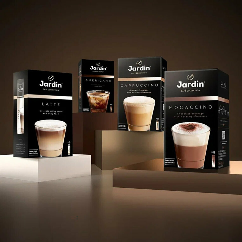 Кофе растворимый порционный JARDIN "3 в 1 Латте", комплект 8 пакетиков по 18 г, 1693-10, 622355 - фотография № 8