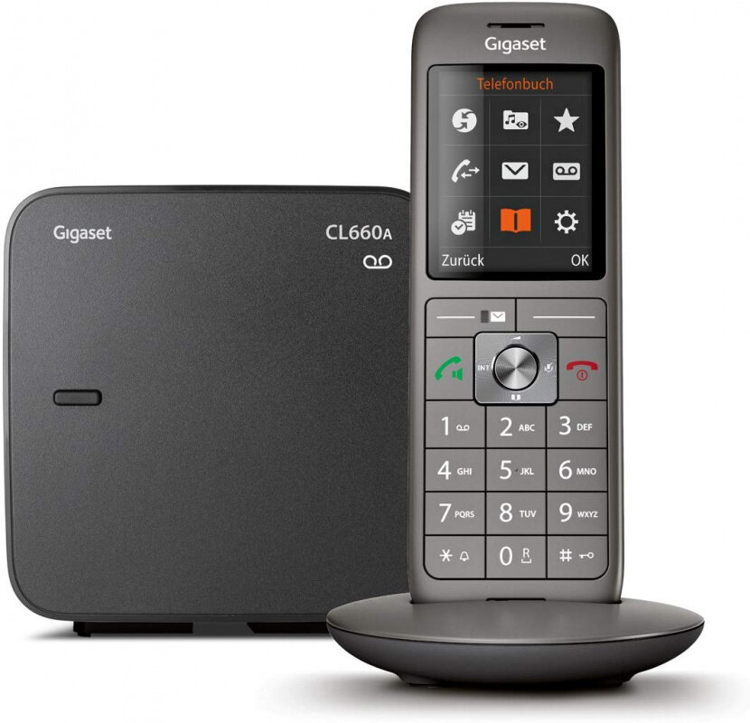 РТелефон Dect Gigaset CL660A SYS RUS черный автооветчик АОН - фотография № 1