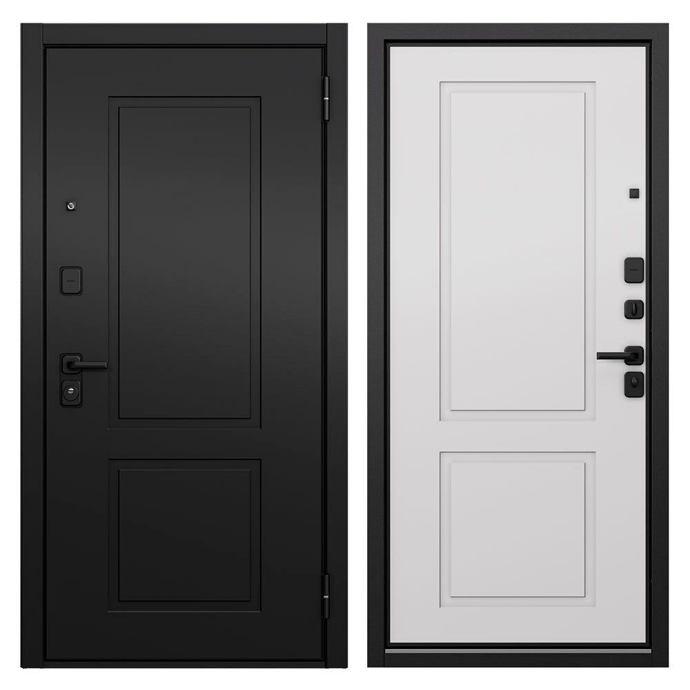 Дверь входная Buldoors Дрейк 860х2050 мм черный матовый - белый софт правая - фотография № 1