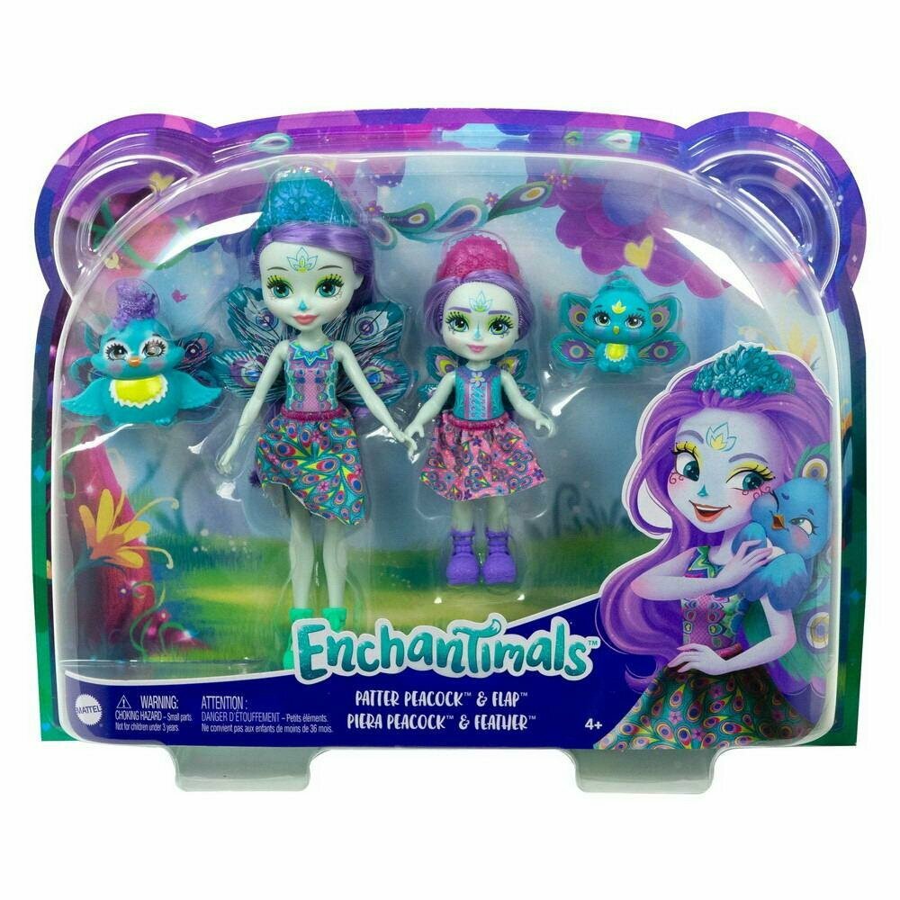 Игровой набор Mattel Enchantimals Пэттер Павлина с сестричкой и питомцами HCF83