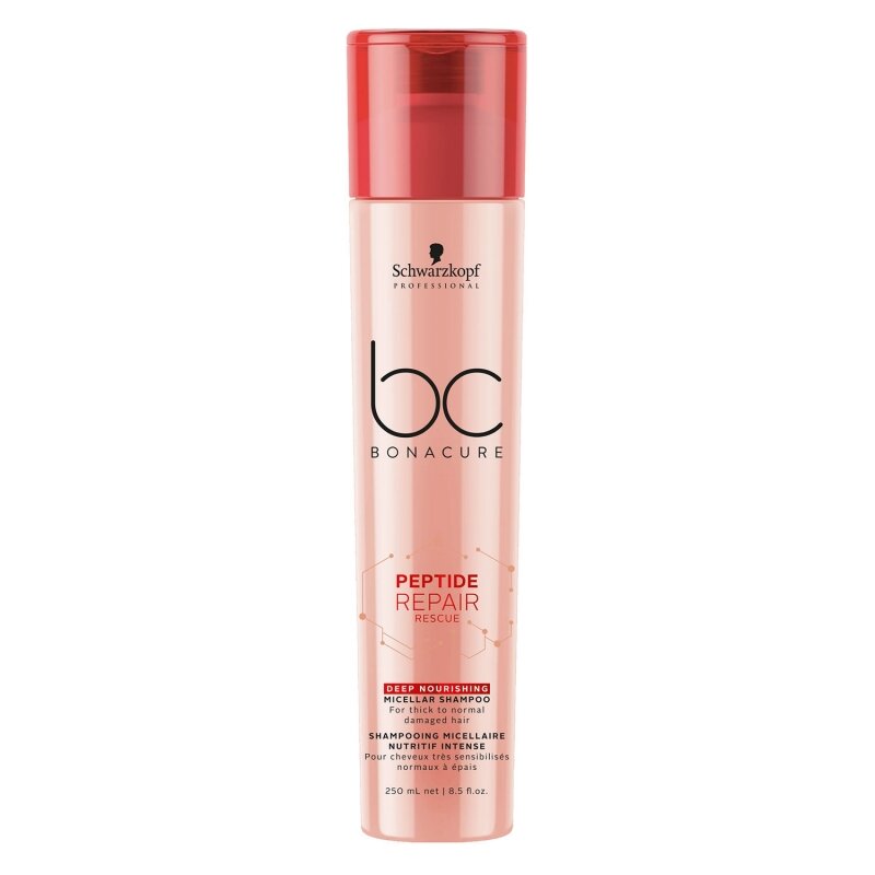 Шампунь для волос мицеллярный Schwarzkopf Professional BonaCure Peptide Repair Rescue Deep Nourishing Micellar для нормальных и жестких волос 250 мл