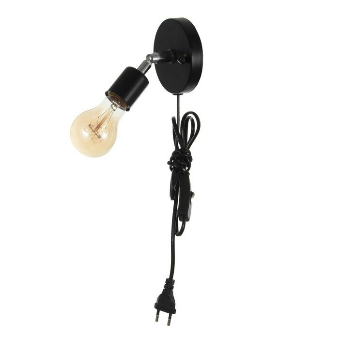 фото Спот "Дарни" с проводом и выкл. Е27 40Вт черный 10х10х10-160см