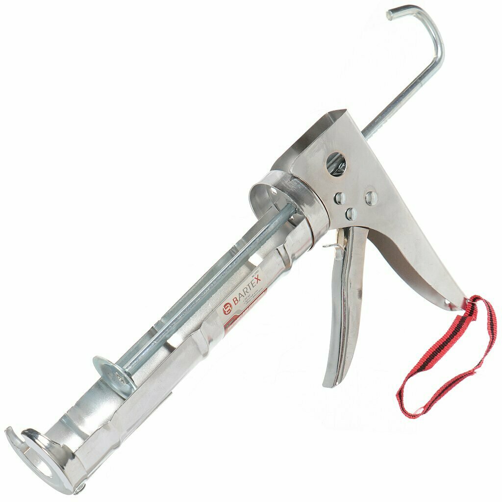 Пистолет для герметика, полуоткрытый усиленный, зубчатый шток 7.8 мм, хром, Bartex, YL150011