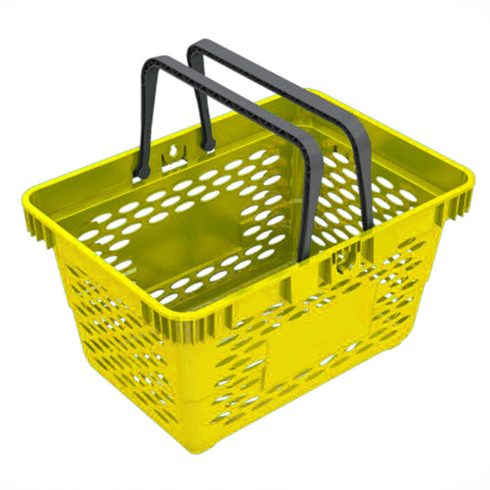 фото Корзина покупательская пластиковая, 20л, 2 пластиковые ручки, цвет жёлтый