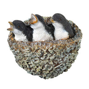 Фигура садовая навесная птенцы в гнезде 16см полистоун