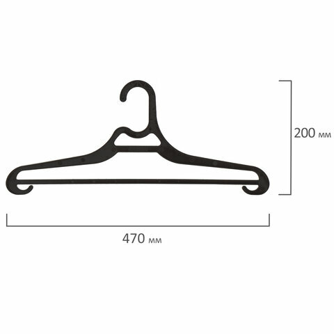Вешалка-плечики, комплект 5 шт., размер 50-54, пластик, плоская, перекладина, крючки для бретелей, черный, BRABIX, 601655 - фотография № 6