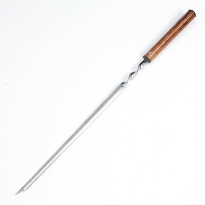 --- Шампур уголок, с деревянной ручкой "Эко" рабочая часть - 35 см, 58 х 1.2 см, сталь - 2 мм, - фотография № 1