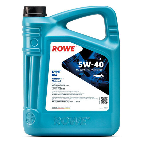 Моторное масло ROWE Hightec Synt RSi, 5W-40, 4л, синтетическое [20068-0040-99]