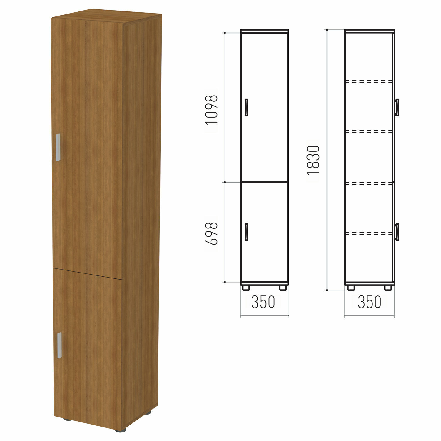 Шкаф закрытый «Канц», 350×350×1830 мм, цвет орех пирамидальный (комплект)
