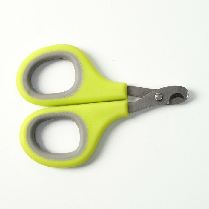 Ножницы-когтерезы с мягкими ручками, отверстие 8 мм, зелёно-серые - фотография № 5