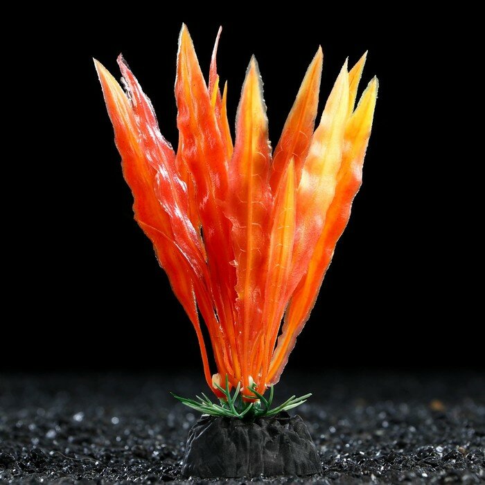Растение искусственное аквариумное, 3 х 13 см, оранжевое - фотография № 1