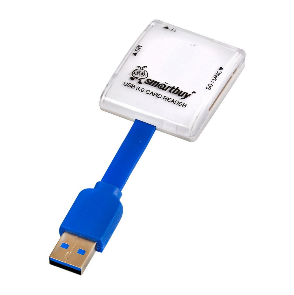 Картридер Smartbuy 700, USB 3.0 - SD/microSD/MS, белый — фото 4
