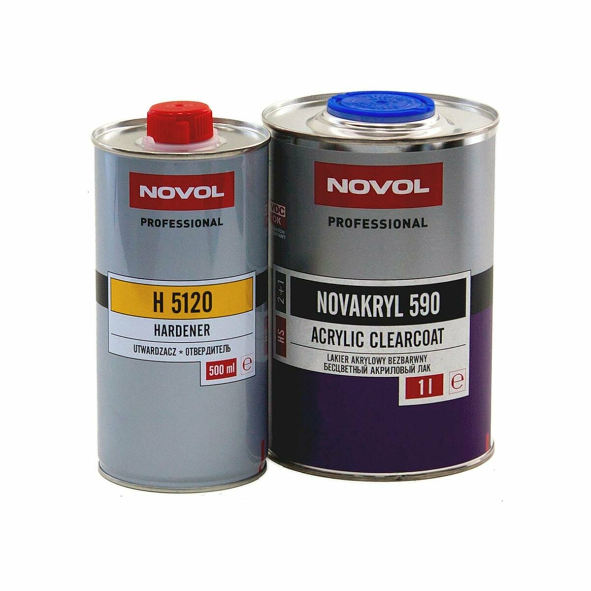 Лак автомобильный акриловый Novol Novakryl 590 SR Acrylic Clearcoat 1 л. с отвердителем 0,5 л.