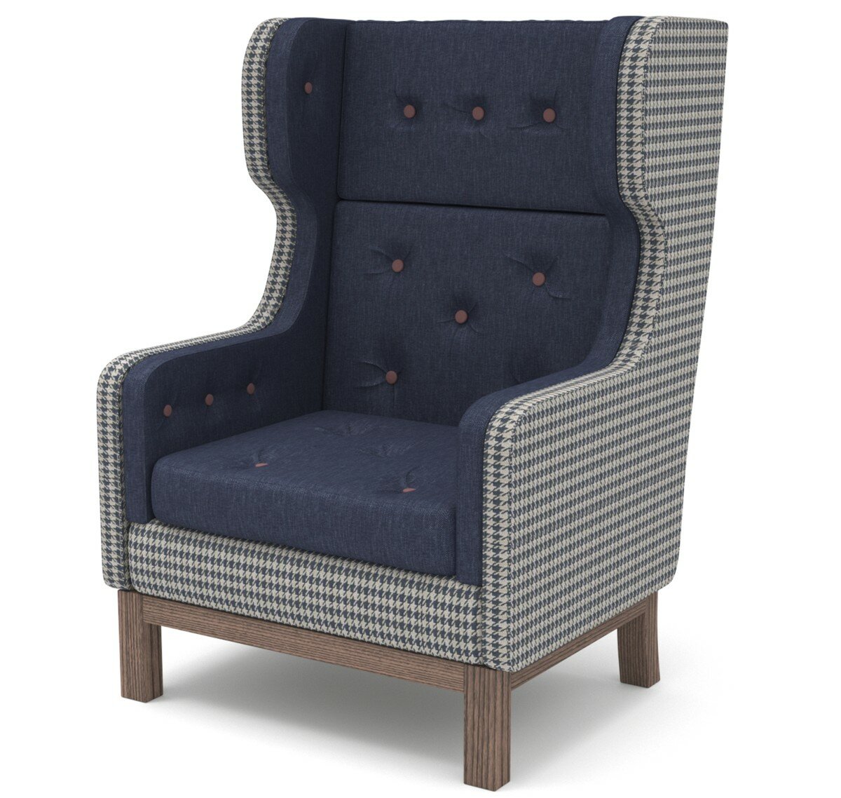 Дизайнерское кресло Soft Element Эликсир, высокая спинка, жаккард, синий с орнаментом, стиль скандинавский лофт, в гостиную - фотография № 7