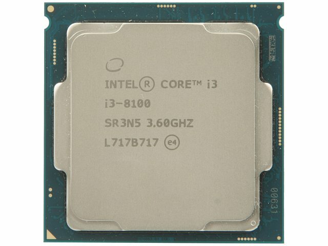 Процессор Intel Процессор Intel Core i3-8100 (3.60ГГц, 6МБ, GPU) Socket1151 (без кулера) (oem)