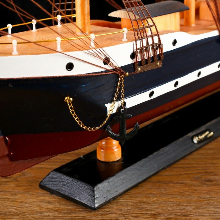 Корабль сувенирный большой «Гедан», борта синие, паруса белые, 82×13×62 см - фотография № 4