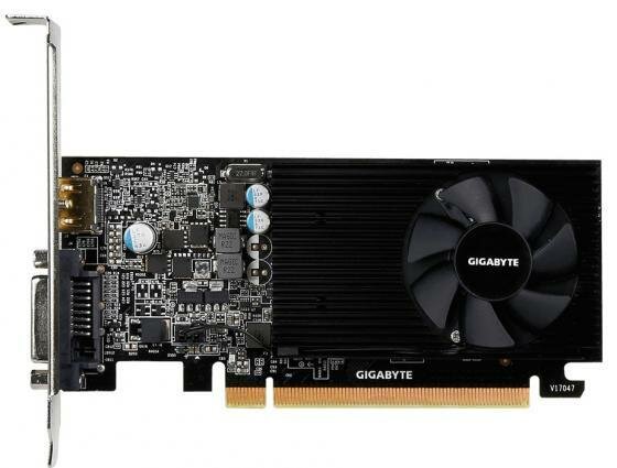 Видеокарта Gigabyte GeForce GT 1030 1227Mhz PCI-E 3.0 2048Mb 6008Mhz 64 bit DVI HDMI HDCP Low Profile (GV-N1030D5-2GL) Ret