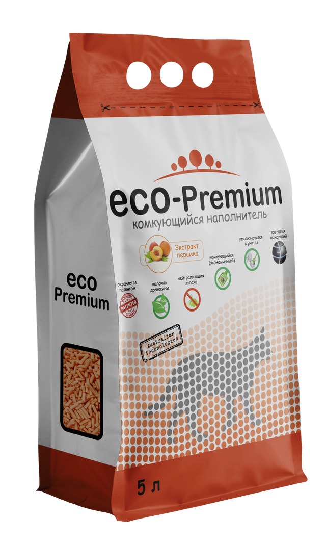 Наполнитель для кошачьего туалета ECO-Premium Комкующийся Персик 5л