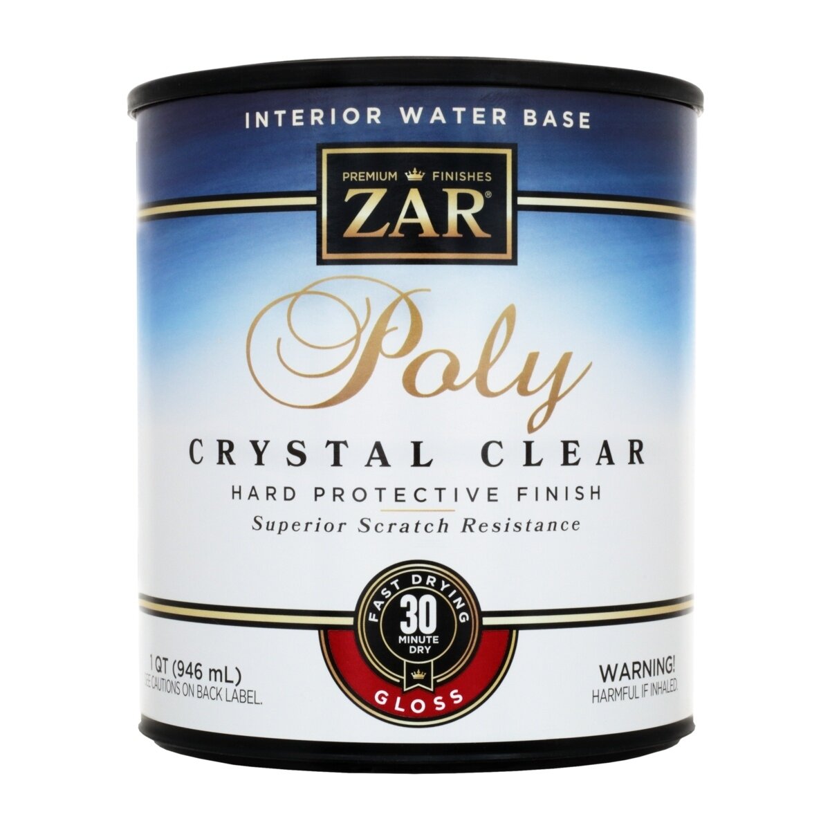 Полиуретановый лак на водной основе ZAR Interior Water Base Poly Crystal Clear 946 мл Глянцевый 32412