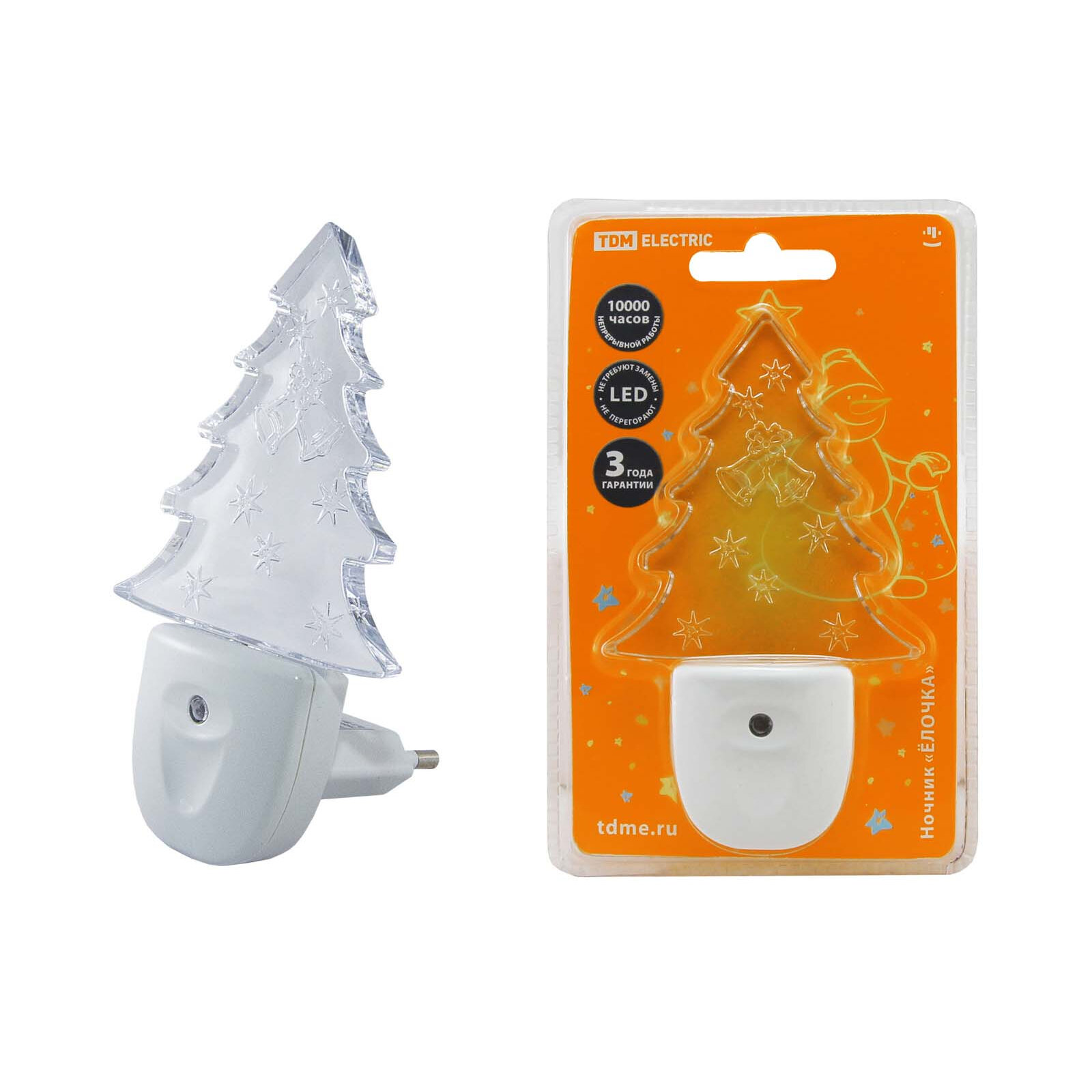 фото Ночник "Елочка" с датчиком света, светодиодный, 0.3 Вт 220 В, TDM SQ0357-0010 (10 шт.)