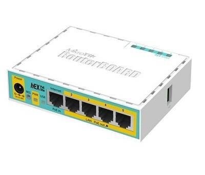 Маршрутизатор Mikrotik 10/100M 5PORT HEX POE LITE RB750UPR2, белый