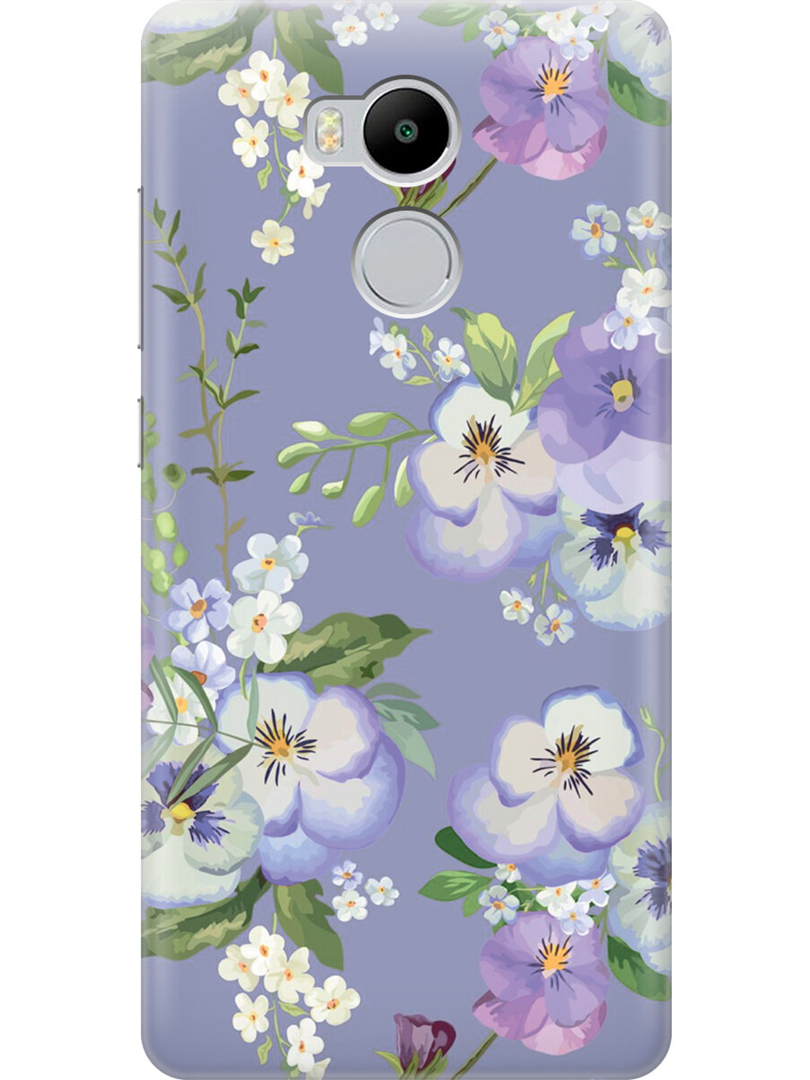 Силиконовый чехол на Xiaomi Redmi 4 Pro / 4 Prime / Сяоми Редми 4 Про / 4 Прайм с принтом "Цветочки на синем фоне"