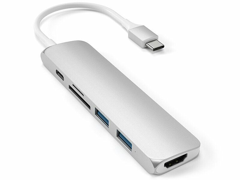 Переходник/адаптер Satechi SLIM ALUMINUM TYPE-C MULTI-PORT ADAPTER V2 (ST-SCMA2)