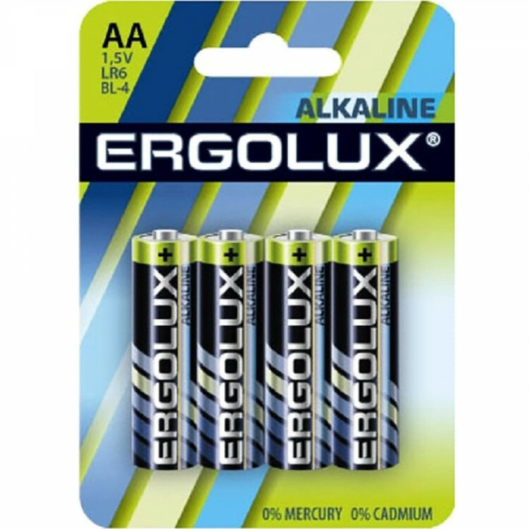 Батарейки Ergolux LR06 (АА) алкалиновые BL4 (цена за упаковку)