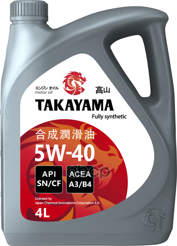 TAKAYAMA Масло Моторное Синтетическое 5w40 Api Sn/Cf Acea A3/B4 4л