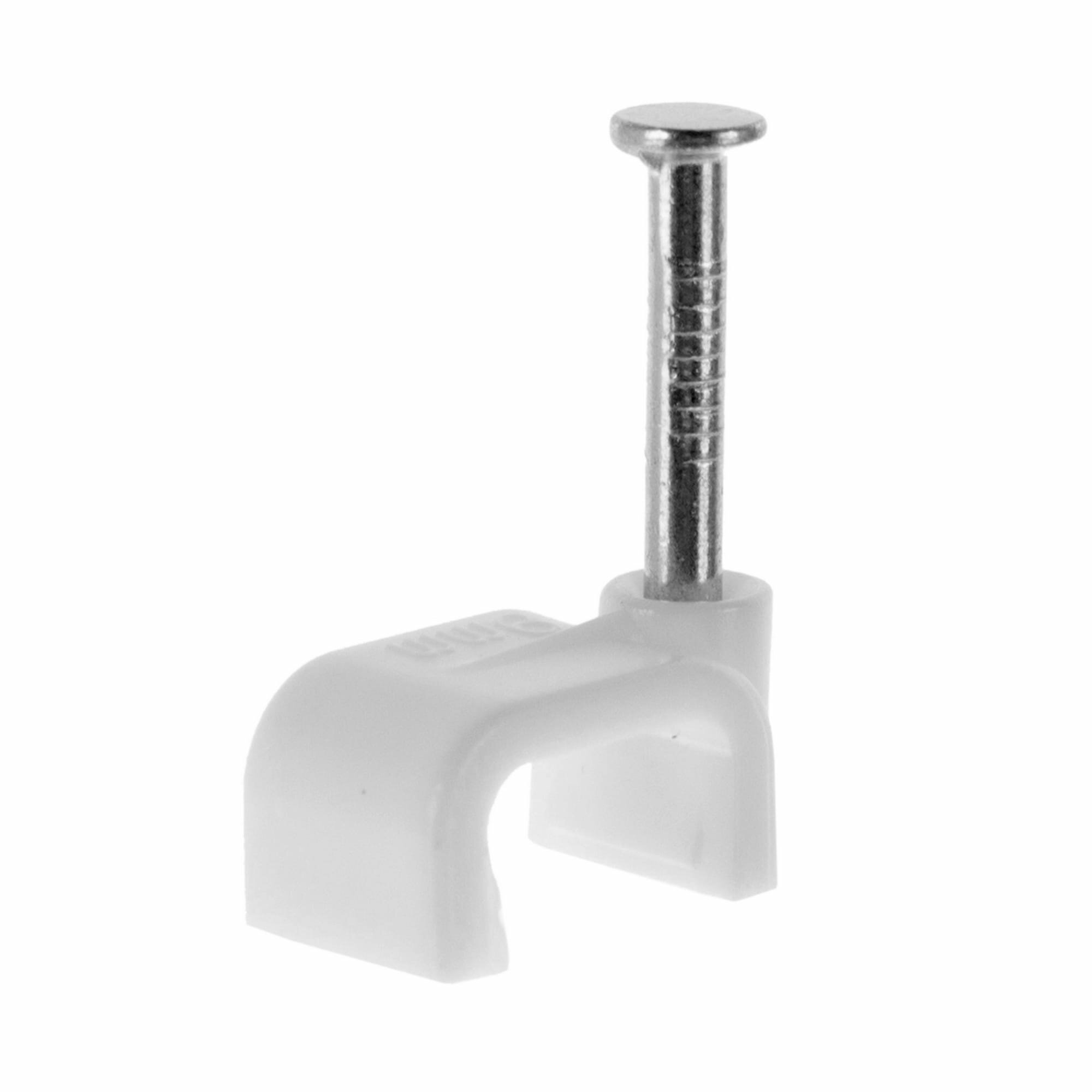 фото Скоба для кабеля Экопласт 9 мм плоская пластик цвет белый 50 шт.