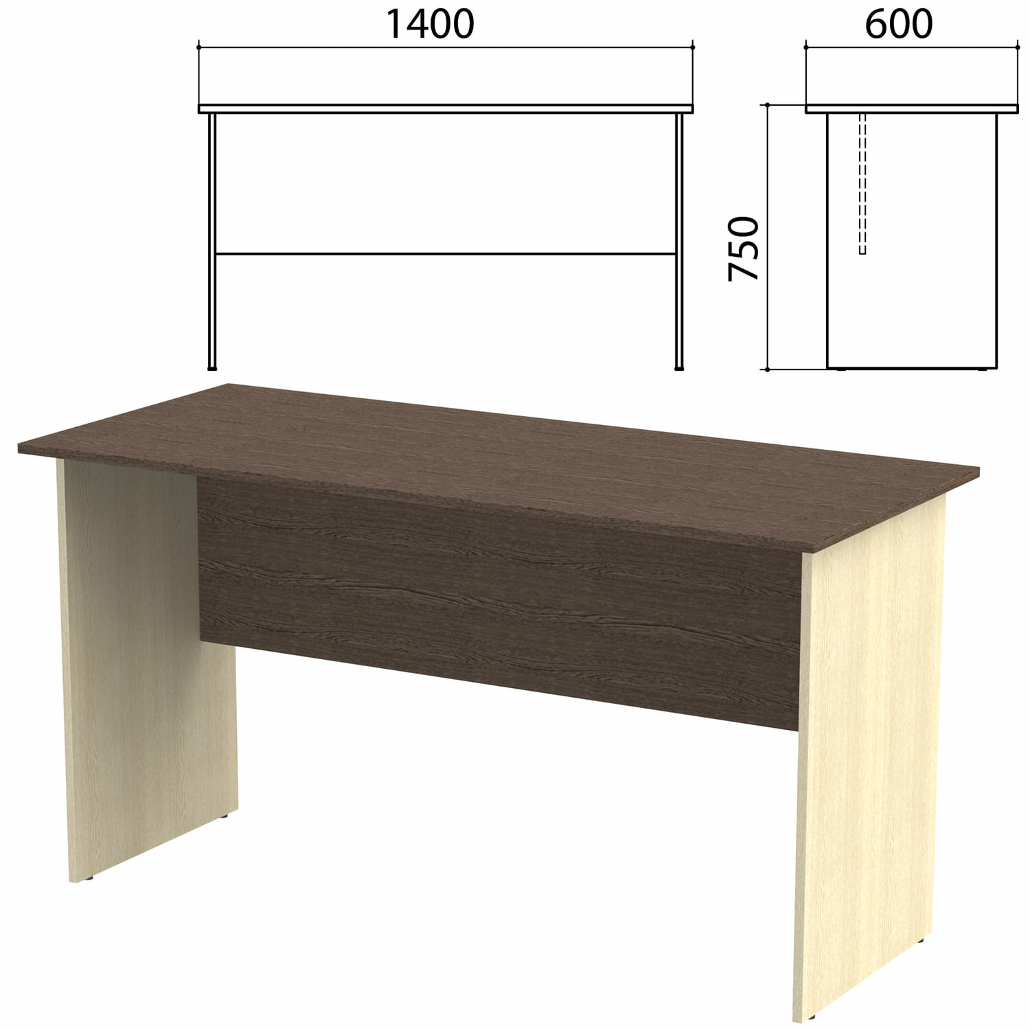 Стол письменный "Канц", 1400х600х750 мм, цвет венге/дуб молочный (комплект)