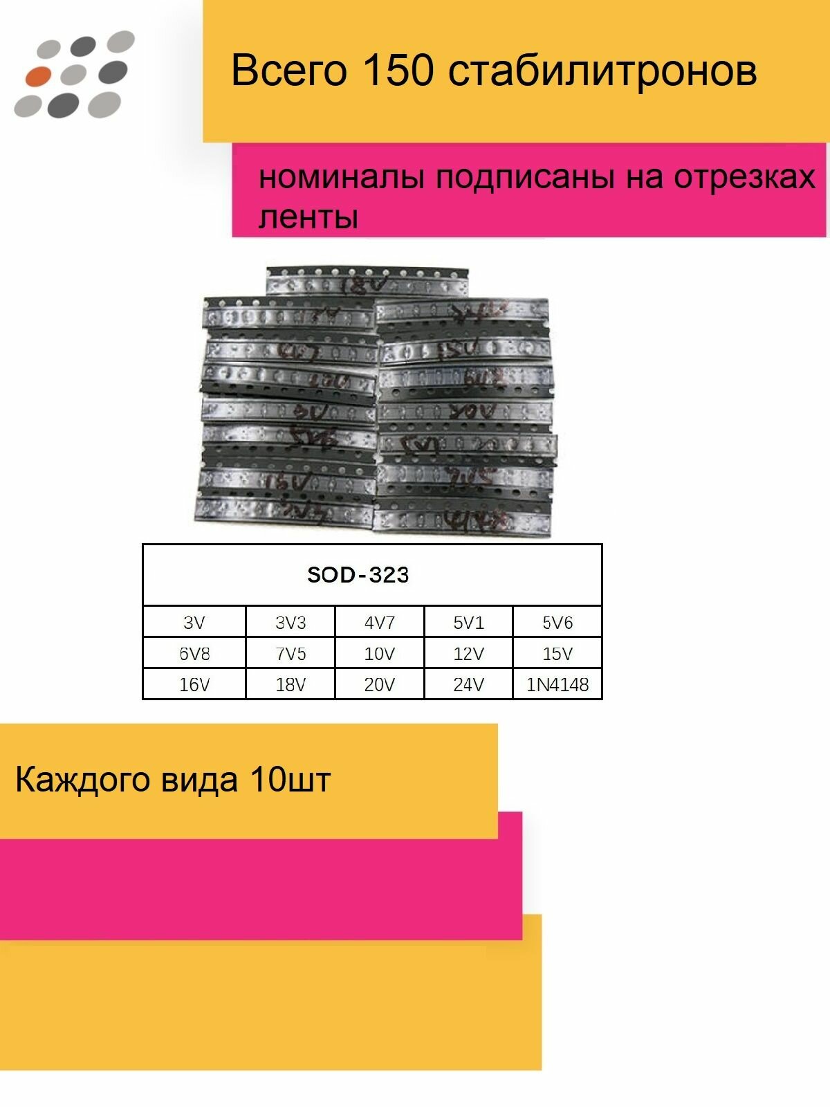 Набор SMD стабилитронов SOD-323 150шт