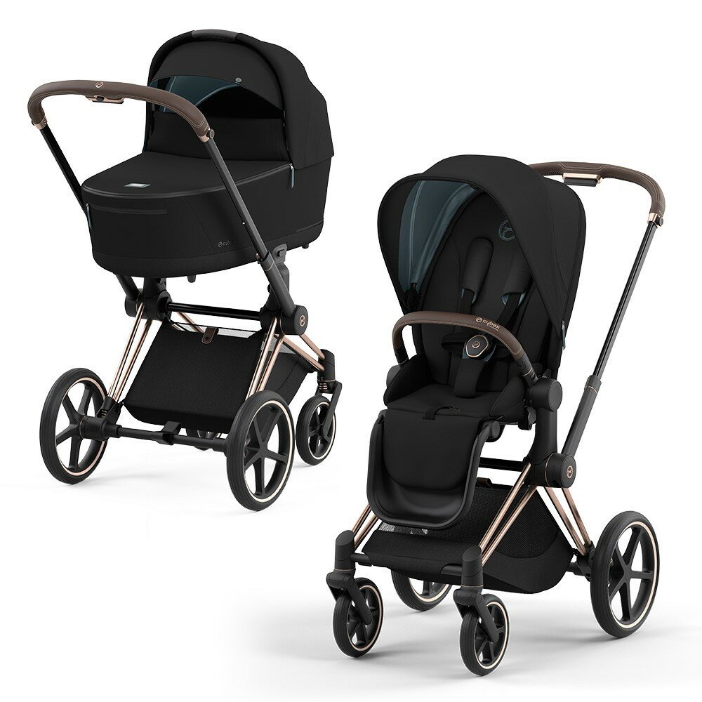 Универсальная коляска Cybex Priam IV 2 в 1, Deep black, цвет шасси: Rosegold