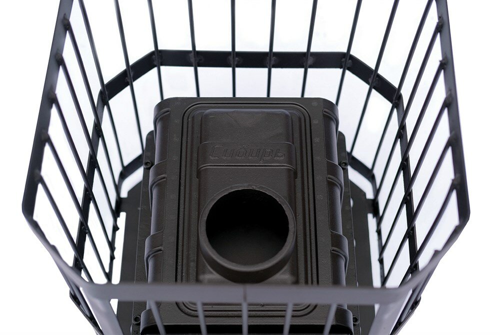 Печь банная чугунная "Сибирь-15". Чугунная дверца без ВТК (сетка) - фотография № 3