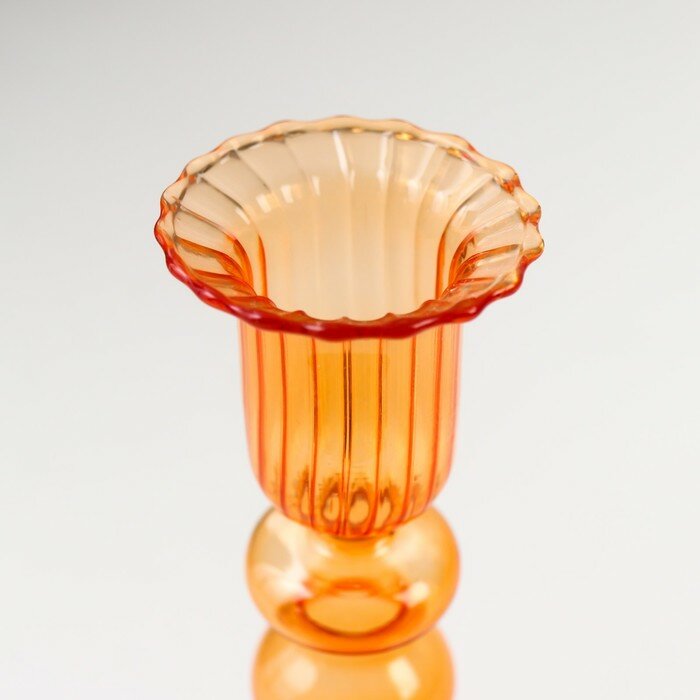 Подсвечник стекло на 1 свечу "Гаронн" прозрачный оранж 18х7,5х7,5 см - фотография № 2