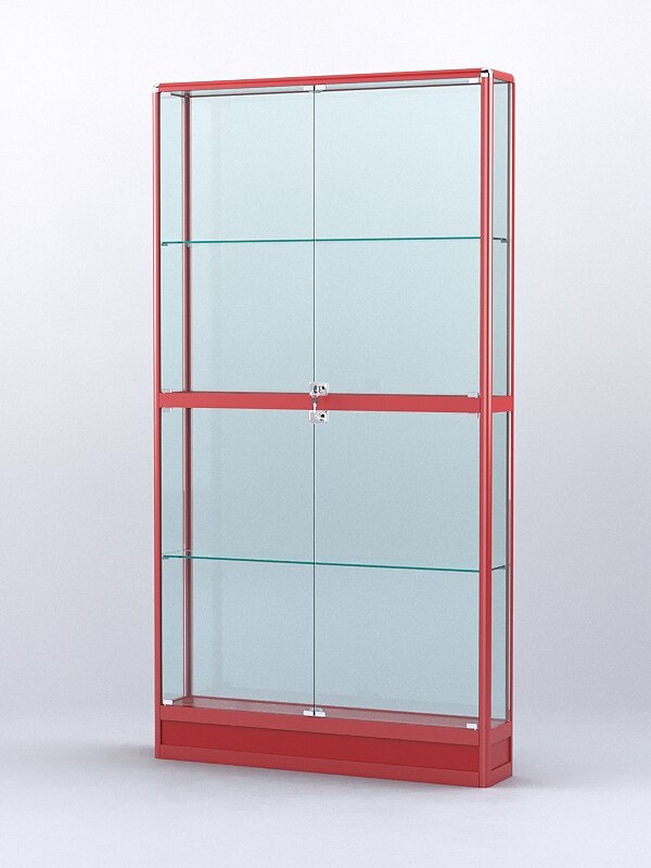 Витрина "алпро" №4-200-2 (задняя стенка - стекло), Красный 100 x 20 x 200 см