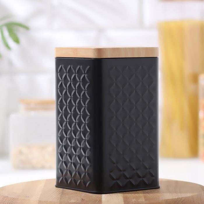 фото Банка для сыпучих продуктов «Сканди», 18×10 см, цвет чёрный