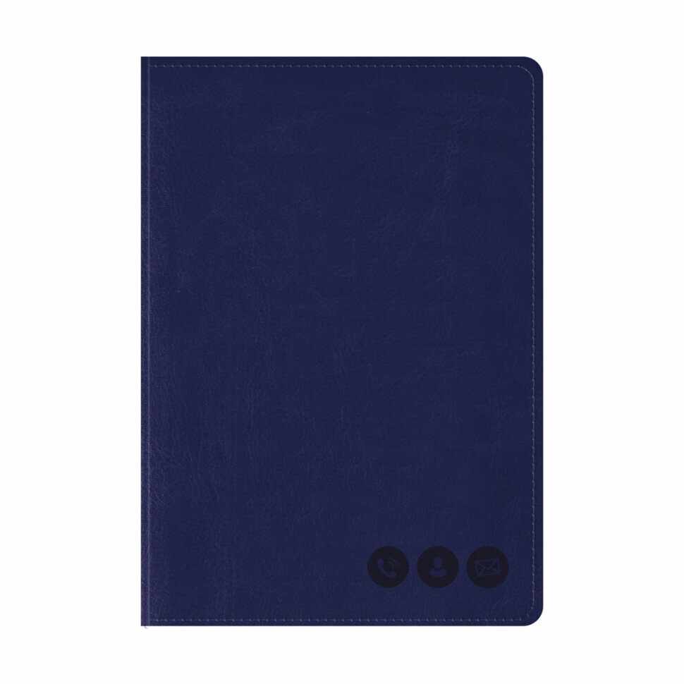 Телефонная книга А5, 80л., кожзам, OfficeSpace "Nebraska" темно-синий, с вырубкой, 326519