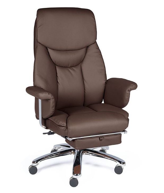 Компьютерное кресло для руководителя Norden Парламент / (brown) сталь + хром / темно-коричневая экокожа