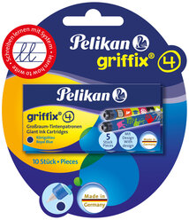 Картридж Pelikan School Griffix 4001 GTP (PL960559) синие чернила для ручек перьевых блистер (10шт)