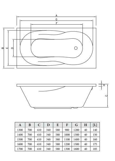 Акриловая ванна C-Bath Vesta 170x70