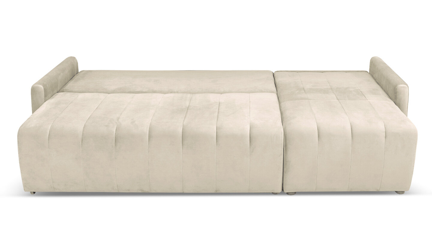 Угловой диван Норфолк 245х145х88 см, еврокнижка, независимый пружинный блок, кремовый велюр - фотография № 14